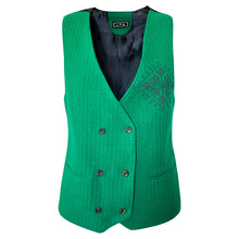 Load image into Gallery viewer, Embroidered Wool Double Breasted Vest In Kelly Green