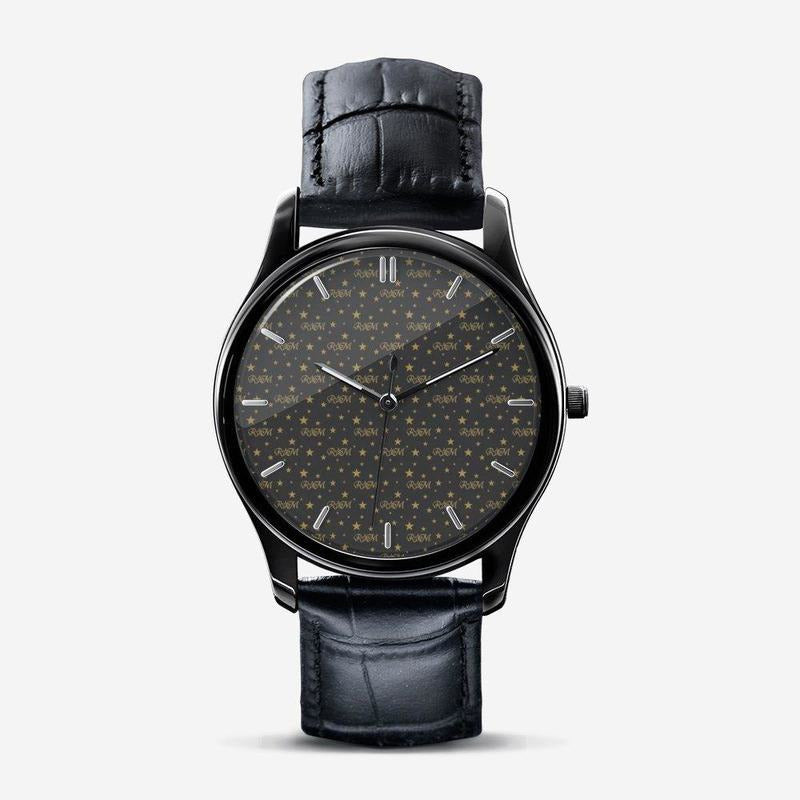 Classic Fashion Unisex Print Black Quartz Watch
