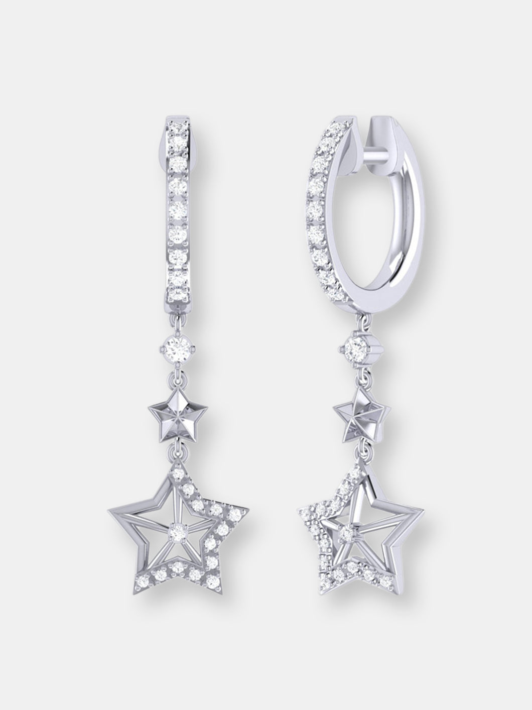 Little Star Lucky Star Diamond Hoop Earrings in Sterling Silver