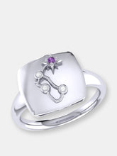 Load image into Gallery viewer, Aquarius Water-Bearer Amethyst &amp; Diamond Constellation Signet Ring in Sterling Silver