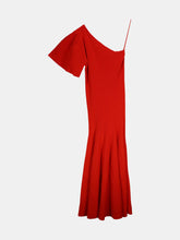 Load image into Gallery viewer, Carolina Herrera Women&#39;s Chili Red One Shoulder A Line Dress