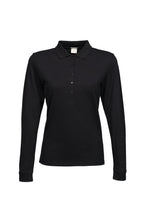 Load image into Gallery viewer, Tee Jays Womens/Ladies Luxury Stretch Long Sleeve Polo Shirt (Black)
