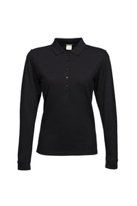 Tee Jays Womens/Ladies Luxury Stretch Long Sleeve Polo Shirt (Black)
