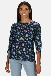 Womens/Ladies Polina Patterned Long-Sleeved T-Shirt - Navy Floral