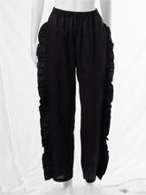 Load image into Gallery viewer, Black Linen Ruffle Pants
