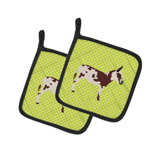 Load image into Gallery viewer, American Spotted Donkey Green Pair of Pot Holders
