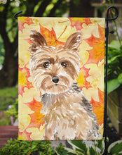 Load image into Gallery viewer, Fall Leaves Yorkie Yorkshire Terrier Garden Flag 2-Sided 2-Ply