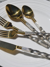 Load image into Gallery viewer, Golden Stainless Steel Flatware Set Of 20 Pieces