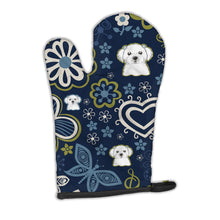 Load image into Gallery viewer, Blue Flowers Maltese Oven Mitt