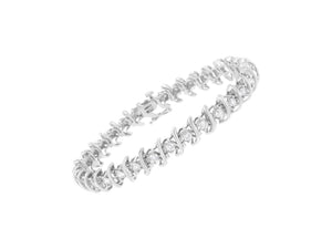 .925 Sterling Silver 3 Cttw Diamond "S" Link Bracelet