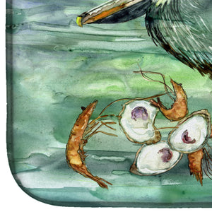 14 in x 21 in Watery Pelican, Shrimp, Crab and Oysters Dish Drying Mat