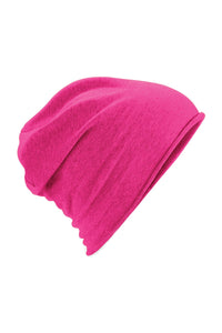 Unisex Plain Jersey Beanie Hat - Fuchsia