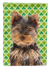 Load image into Gallery viewer, 11 x 15 1/2 in. Polyester St. Patrick&#39;s Day Shamrock Yorkie Puppy / Yorkshire Terrier Garden Flag 2-Sided 2-Ply