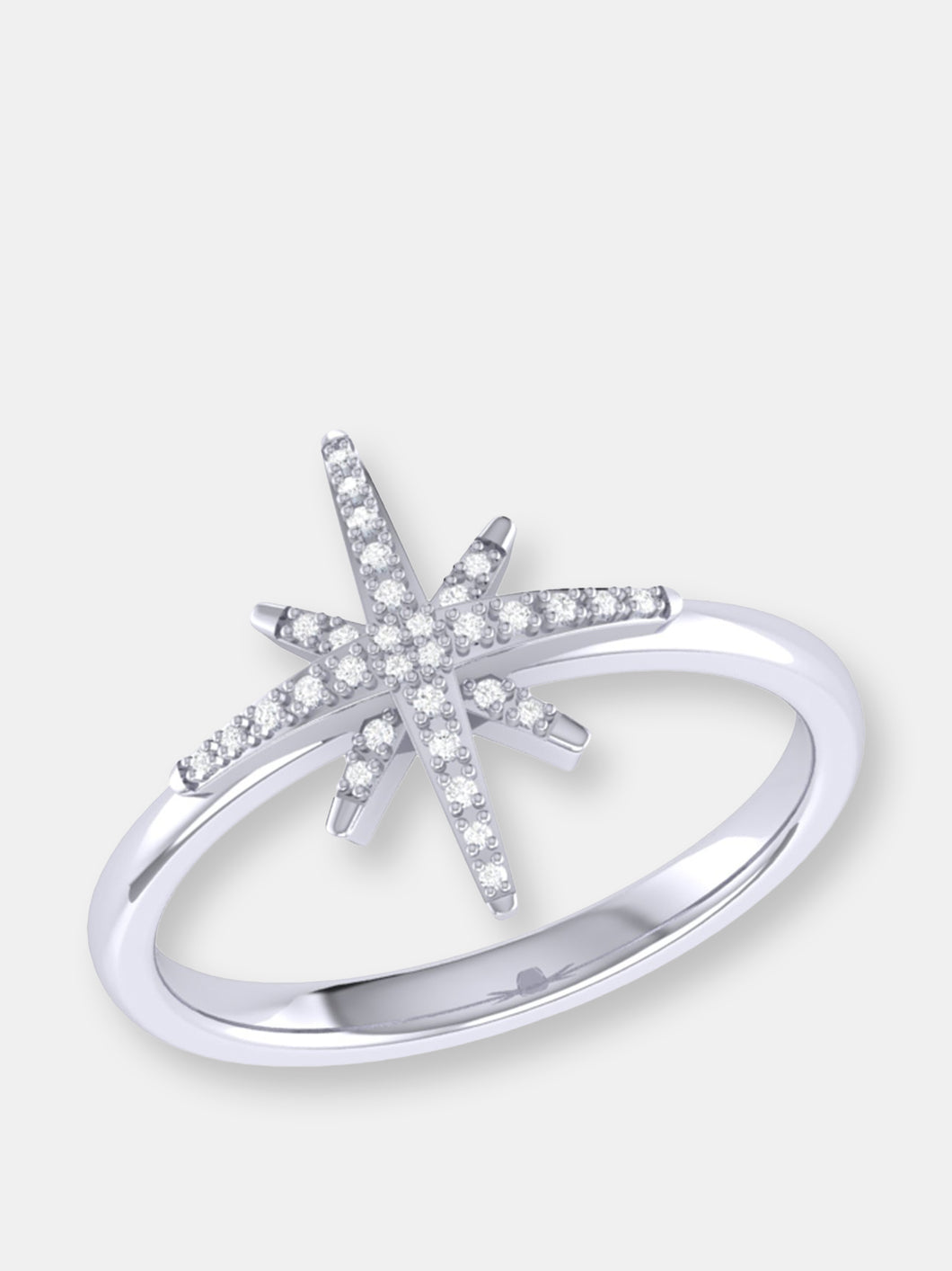North Star Diamond Ring In Sterling Silver