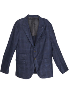 Eleventy Men's Blue Plaid Blazer Sport Coats & - 42 US / 52 EU