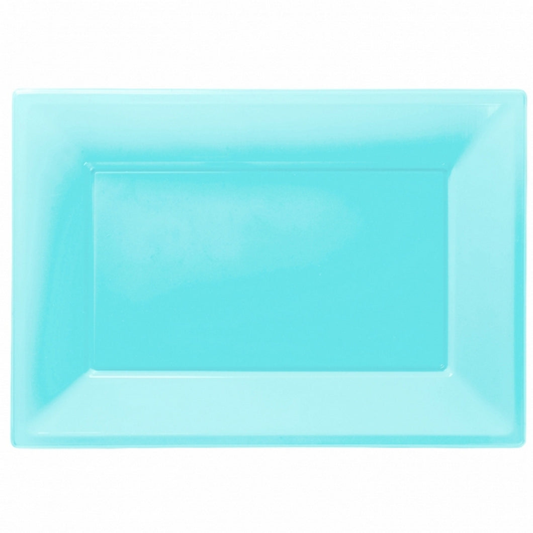 Amscan Plastic Rectangular Party Platters (Pack Of 3) (Pastel Blue) (One Size)