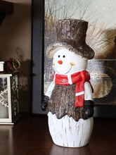Load image into Gallery viewer, Indoor Rustic Twinkling Snowman Statue with LED Lights