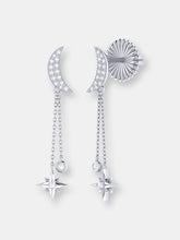 Load image into Gallery viewer, Moonlit Drop Star Diamond Earrings in Sterling Silver