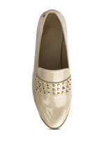 Load image into Gallery viewer, Meanbabe Semicasual Stud Detail Patent Loafers In Beige