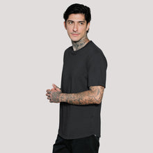 Load image into Gallery viewer, Everyday Recycled Cotton Tee- Curved Hem - Washed Black
