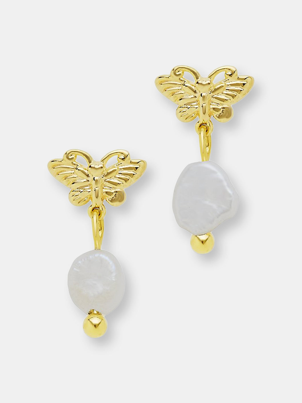 Butterfly & Pearl Stud Earrings