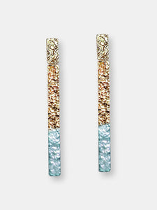 Mint Green Dipped Gold Hammered Bar Earring