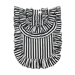 Black & White Stripe Poplin Ruffle Yoke Top