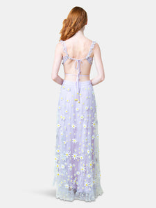 Lavender Daisy Embroidered Skirt