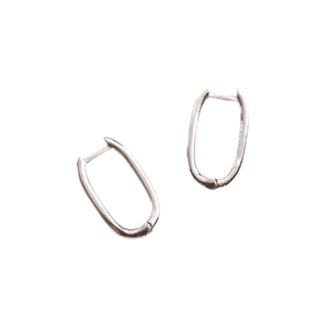 Oval Rectangular Sterling Silver Hoop Earring