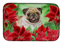 Load image into Gallery viewer, 14 in x 21 in Fawn Pug Poinsettas Dish Drying Mat