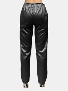 USA Made Ooh La La Stretch Satin Fully Lined Straight Leg Pants With Crystal Embellished Drawstring