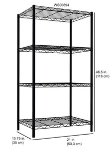 4 Tier Steel Wire Shelf, Black