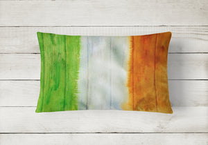 12 in x 16 in  Outdoor Throw Pillow Irish Flag on Wood Canvas Fabric Decorative Pillow