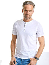 Load image into Gallery viewer, Russell Mens Henley HD T-Shirt (White)