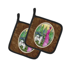 Load image into Gallery viewer, Lady with her Norwegian Elkhound Pair of Pot Holders
