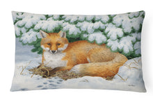 Load image into Gallery viewer, 12 in x 16 in  Outdoor Throw Pillow Winter Fox Canvas Fabric Decorative Pillow