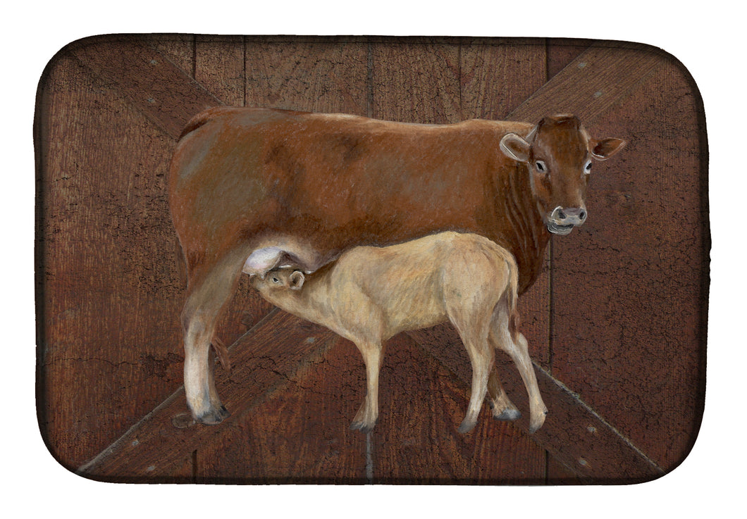 14 in x 21 in Cow Momma and Baby Dish Drying Mat