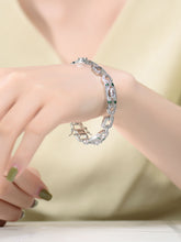 Load image into Gallery viewer, .925 Sterling Silver Clear And Green Cubic Zirconia Link Bracelet