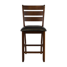 Load image into Gallery viewer, Hekea 41.5 in. Dark Oak Full Back Wood Frame Bar Stool with Faux Leather Seat - Set of 2