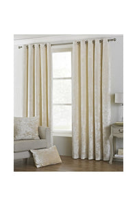 Riva Home Verona Velvet Style Eyelet Curtains (Oyster) (90 x 72in (229 x 183cm))