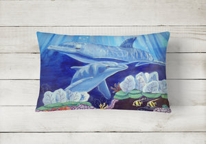 12 in x 16 in  Outdoor Throw Pillow Dolphin under the sea Canvas Fabric Decorative Pillow
