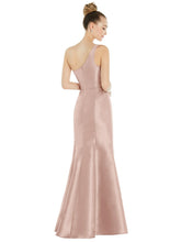 Load image into Gallery viewer, Draped One-Shoulder Satin Trumpet Gown With Front Slit - D827