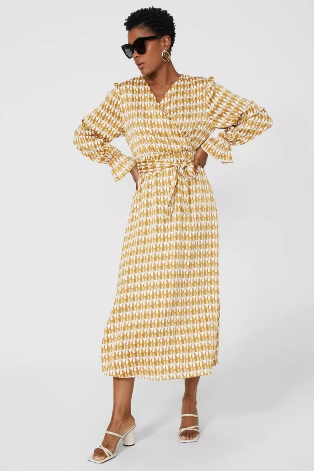 Womens/Ladies Geometric Wrap Midi Dress