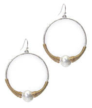 Load image into Gallery viewer, Gold and Silver Wire Wrap Hoop Earring