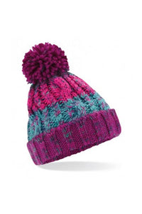 Beechfield Junior Corkscrew Pom Pom Beanie (Winter Berries)