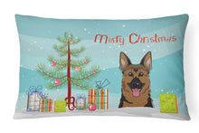 Load image into Gallery viewer, 12 in x 16 in  Outdoor Throw Pillow Christmas Tree and German Shepherd Canvas Fabric Decorative Pillow