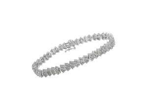 .925 Sterling Silver 1.0 cttw Diamond "Arrow" Shape Tennis Link Bracelet