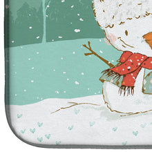 Load image into Gallery viewer, 14 in x 21 in Yorkie Cropped Ears Snowman Christmas Dish Drying Mat