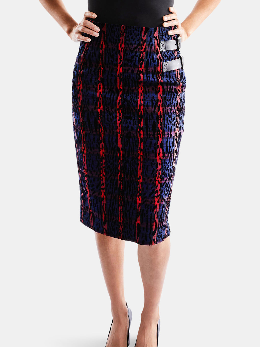 Leopard and Plaid Pencil Skirt