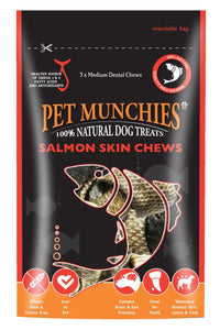 Pet Munchies Natural Medium Salmon Skin Chews Dog Treats (May Vary) (3.2oz)